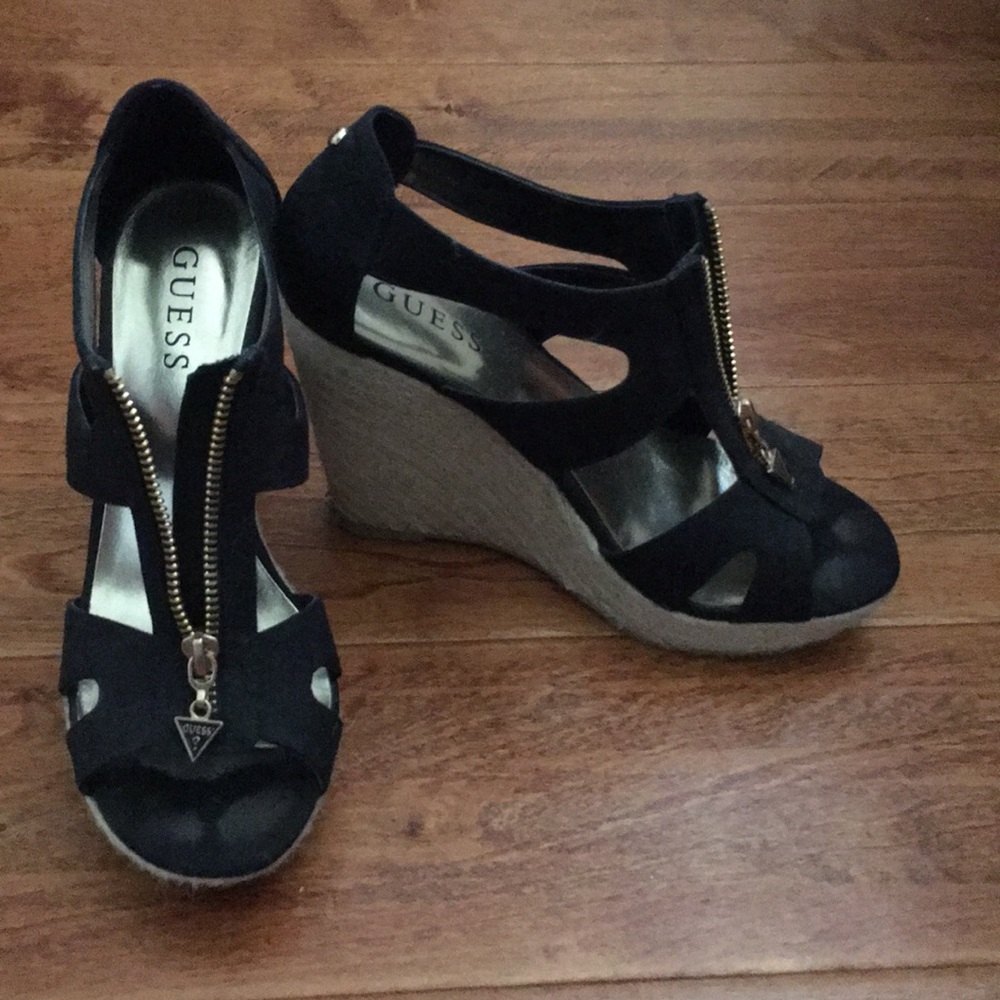 Guess black wedges